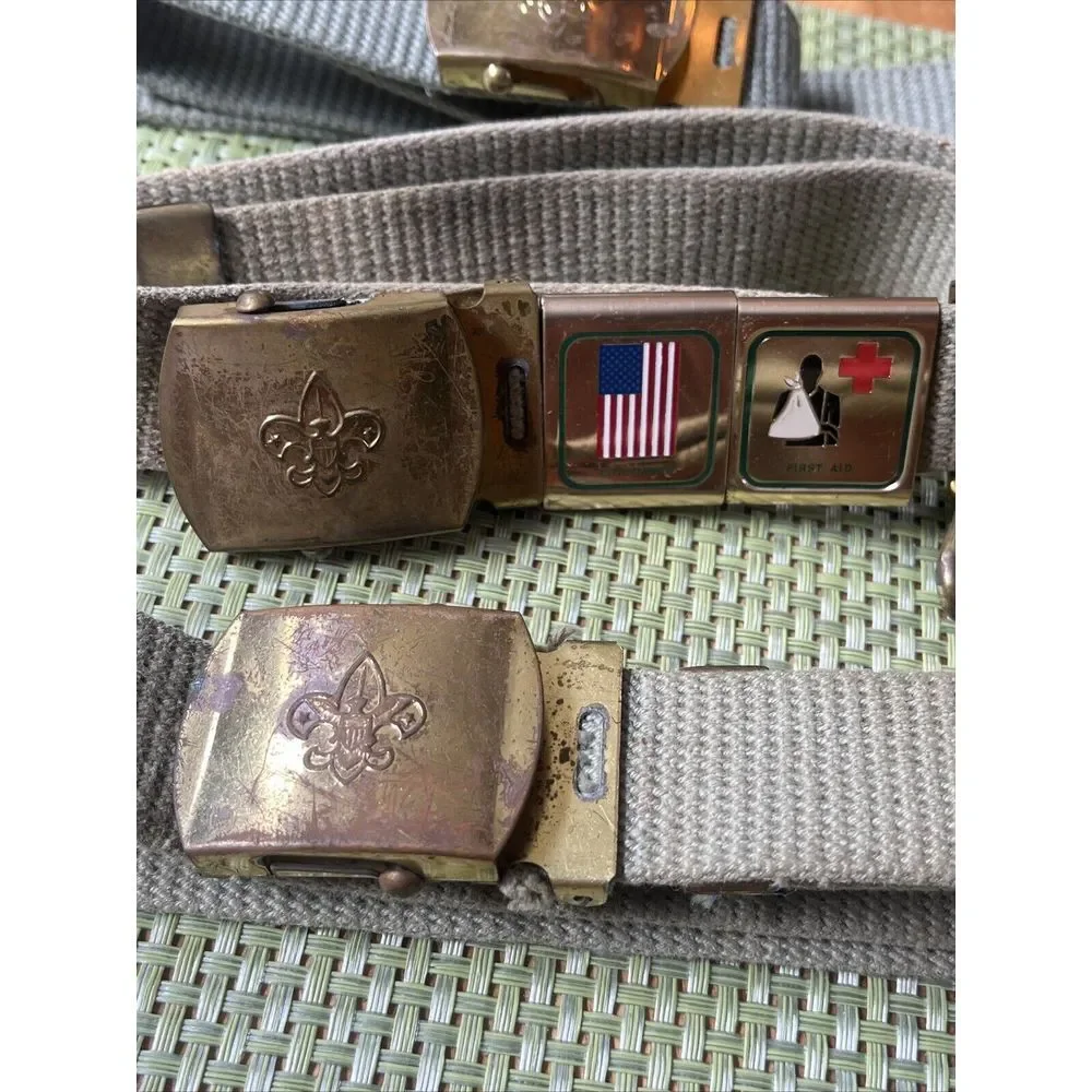 Lot Of 3 Vintage Boy‎ Scout belt merit badges buckle BSA 1950s1960s solid brass